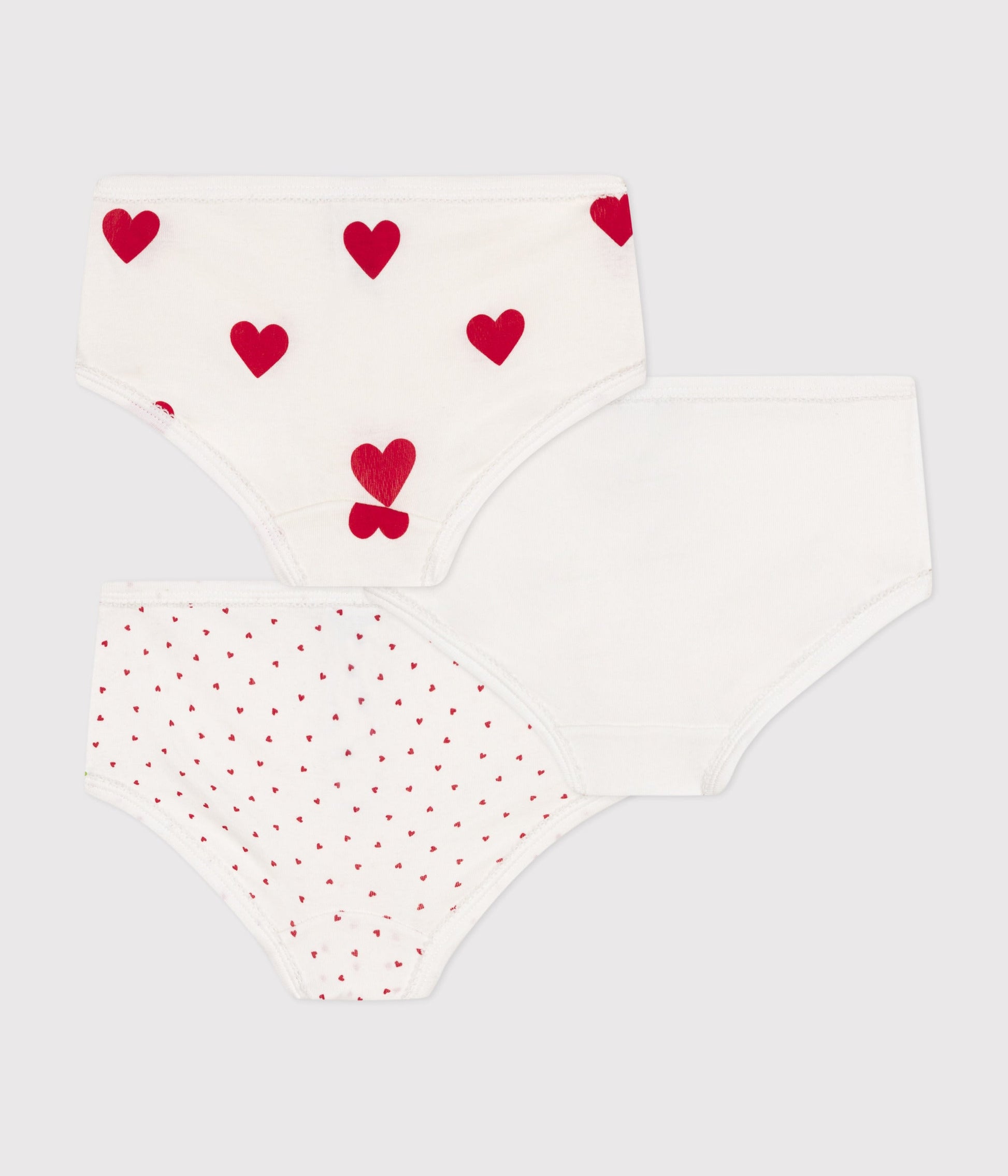 Lot de 3 culottes taille haute cœur en coton enfant – D