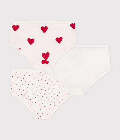 Lot de 3 culottes taille haute cœur en coton enfant – D