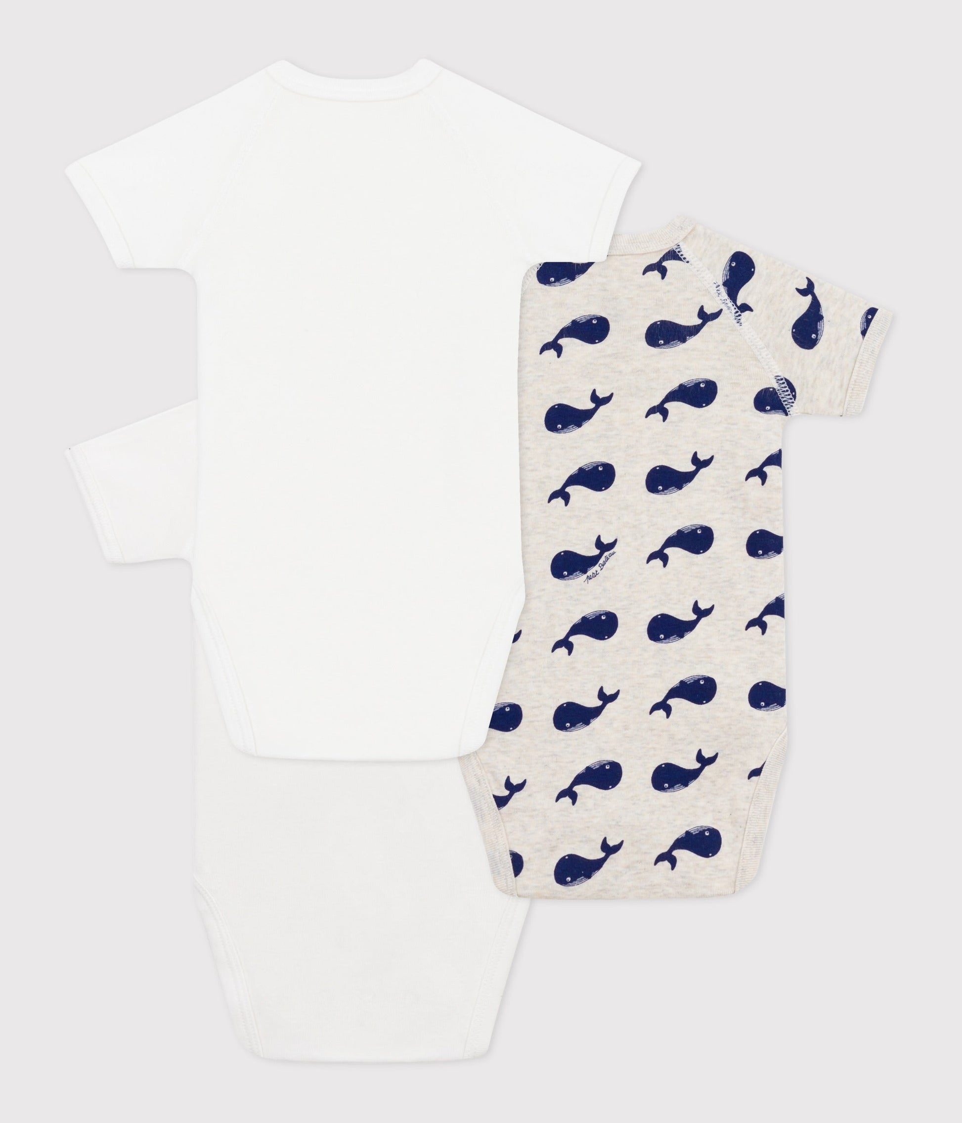 Lot de 3 bodies croisés manches courtes en coton imprimé bébé – D1