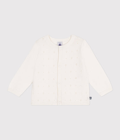 Cardigan bébé en coton point fantaisie