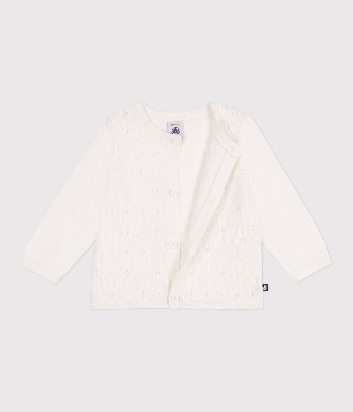 Cardigan bébé en coton point fantaisie
