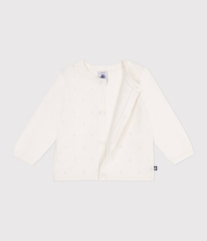 Cardigan bébé en coton point fantaisie