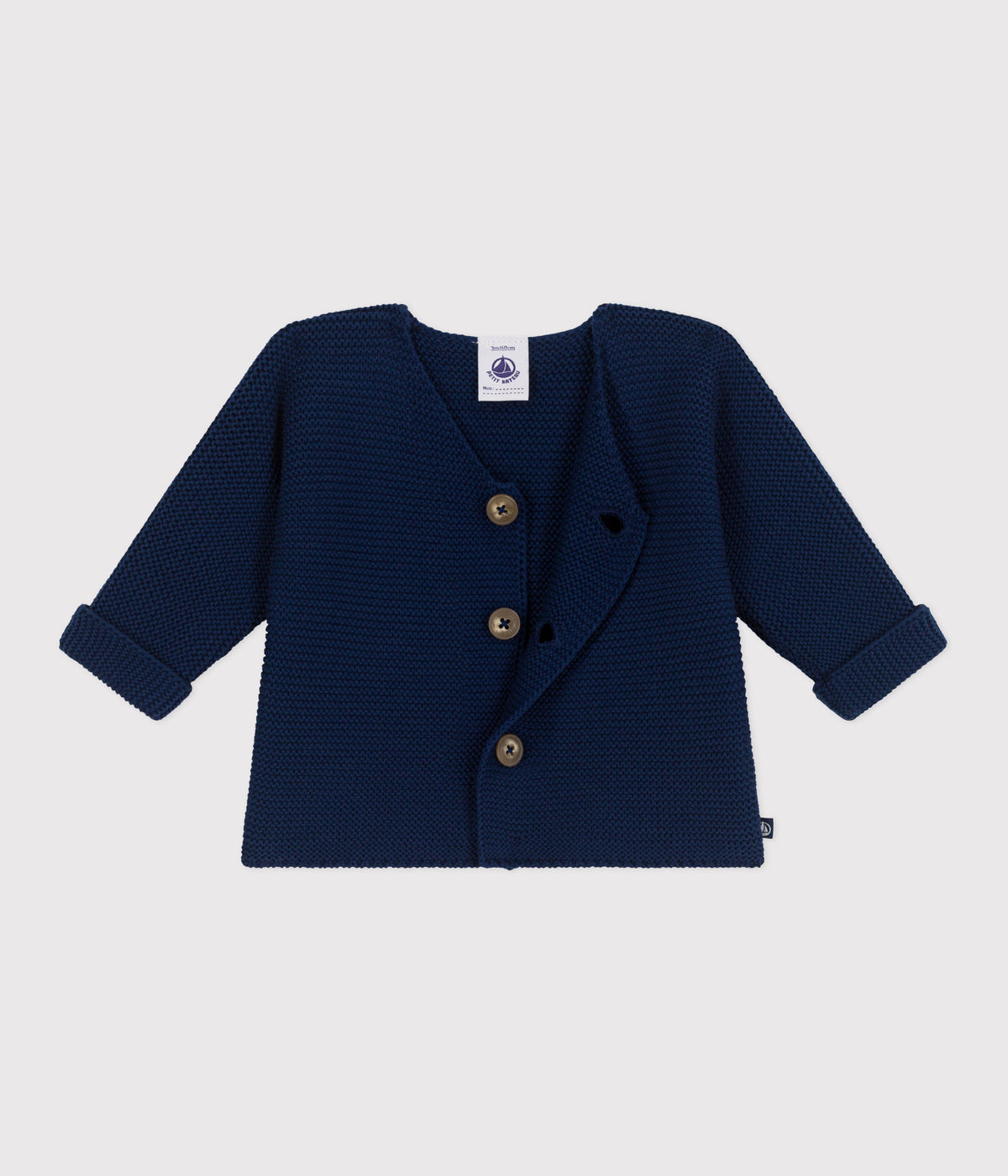 Cardigan bébé tricot point mousse en coton