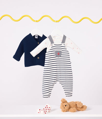 Cardigan bébé tricot point mousse en coton