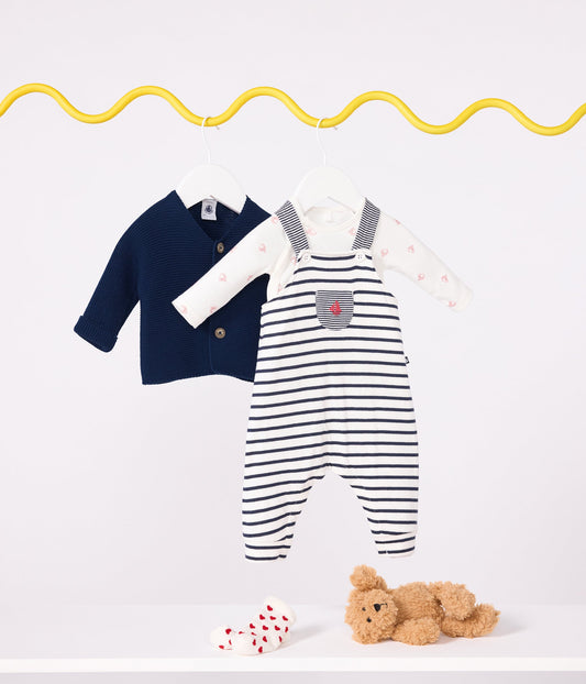 Cardigan bébé tricot point mousse en coton