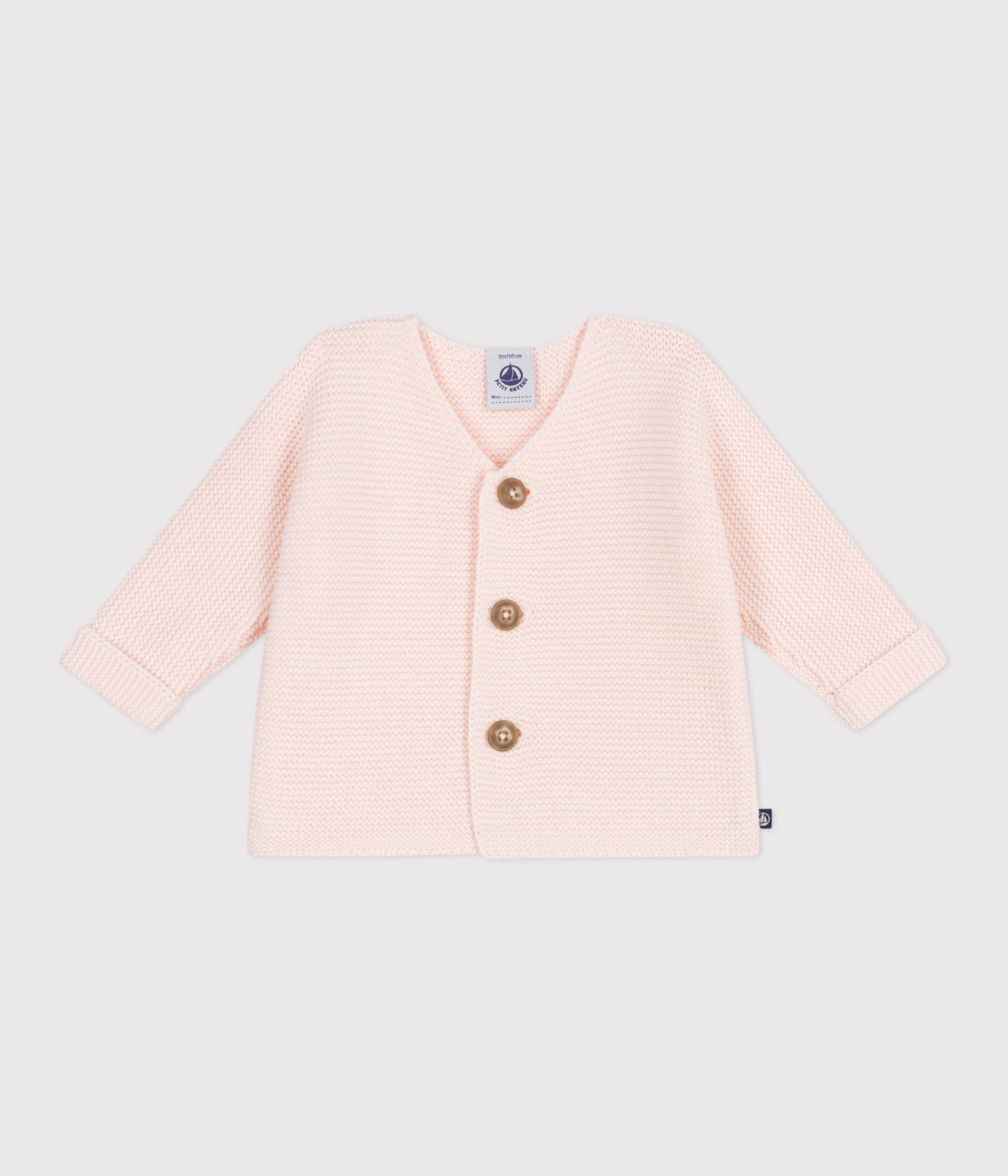 Cardigan bébé tricot point mousse en coton