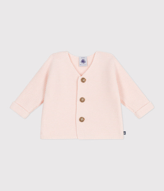 Cardigan bébé tricot point mousse en coton