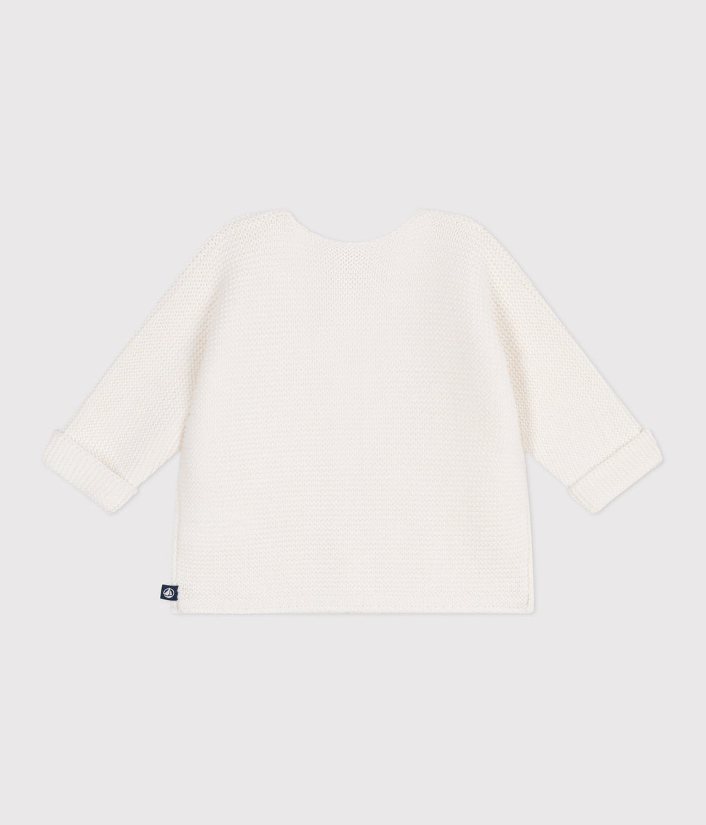 Cardigan bébé tricot point mousse en coton – D1