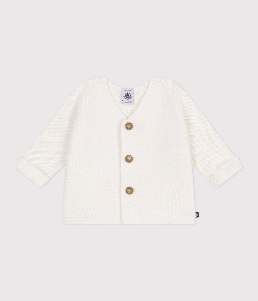 Cardigan bébé tricot point mousse en coton – F1
