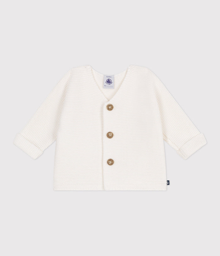 Cardigan bébé tricot point mousse en coton – F1