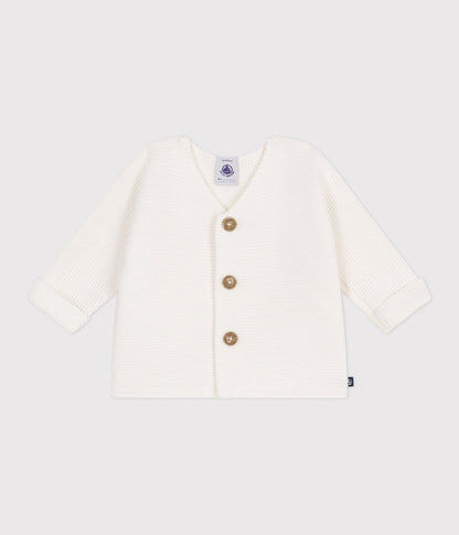 Cardigan bébé tricot point mousse en coton