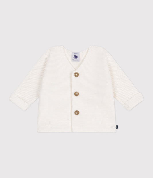 Cardigan bébé tricot point mousse en coton