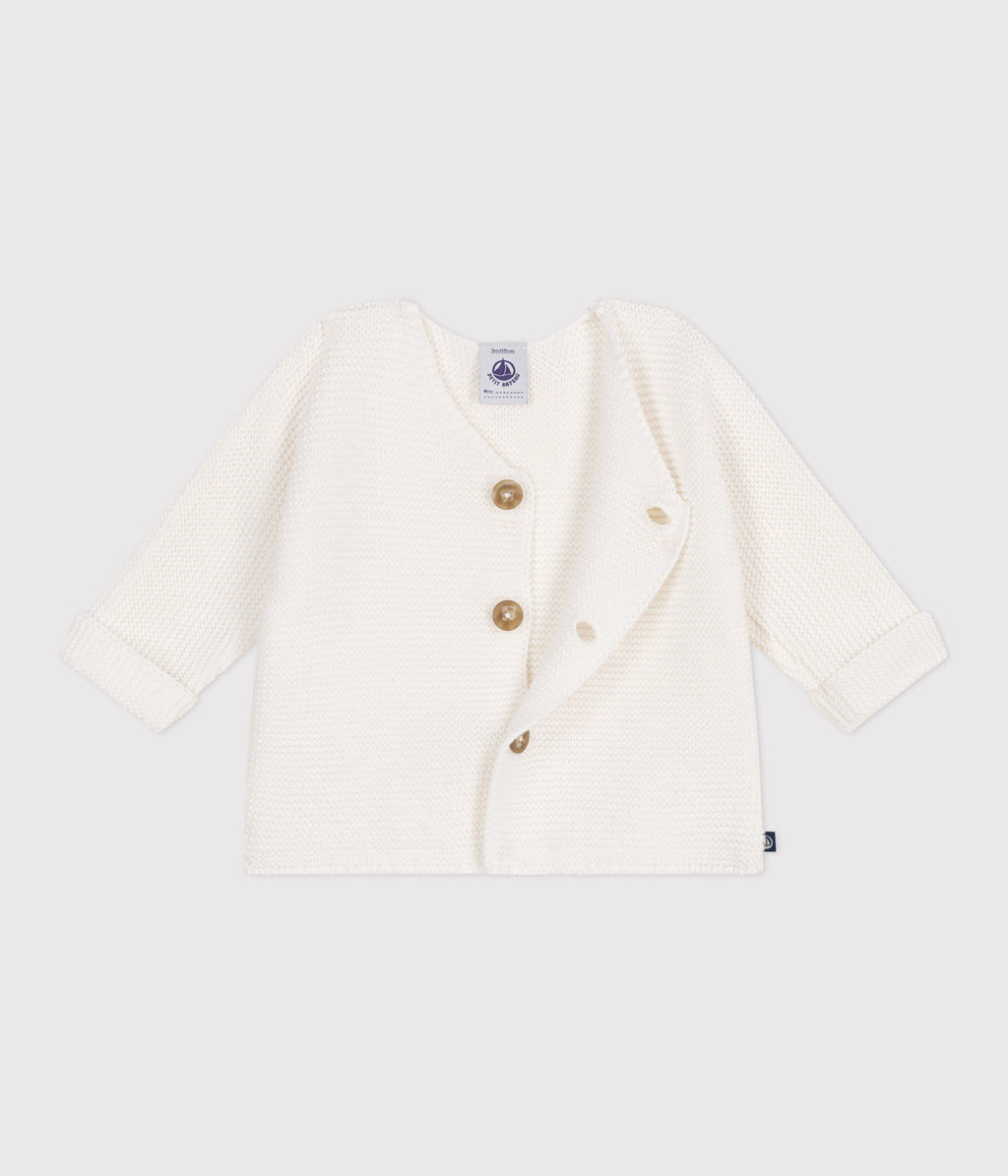 Cardigan bébé tricot point mousse en coton – F2