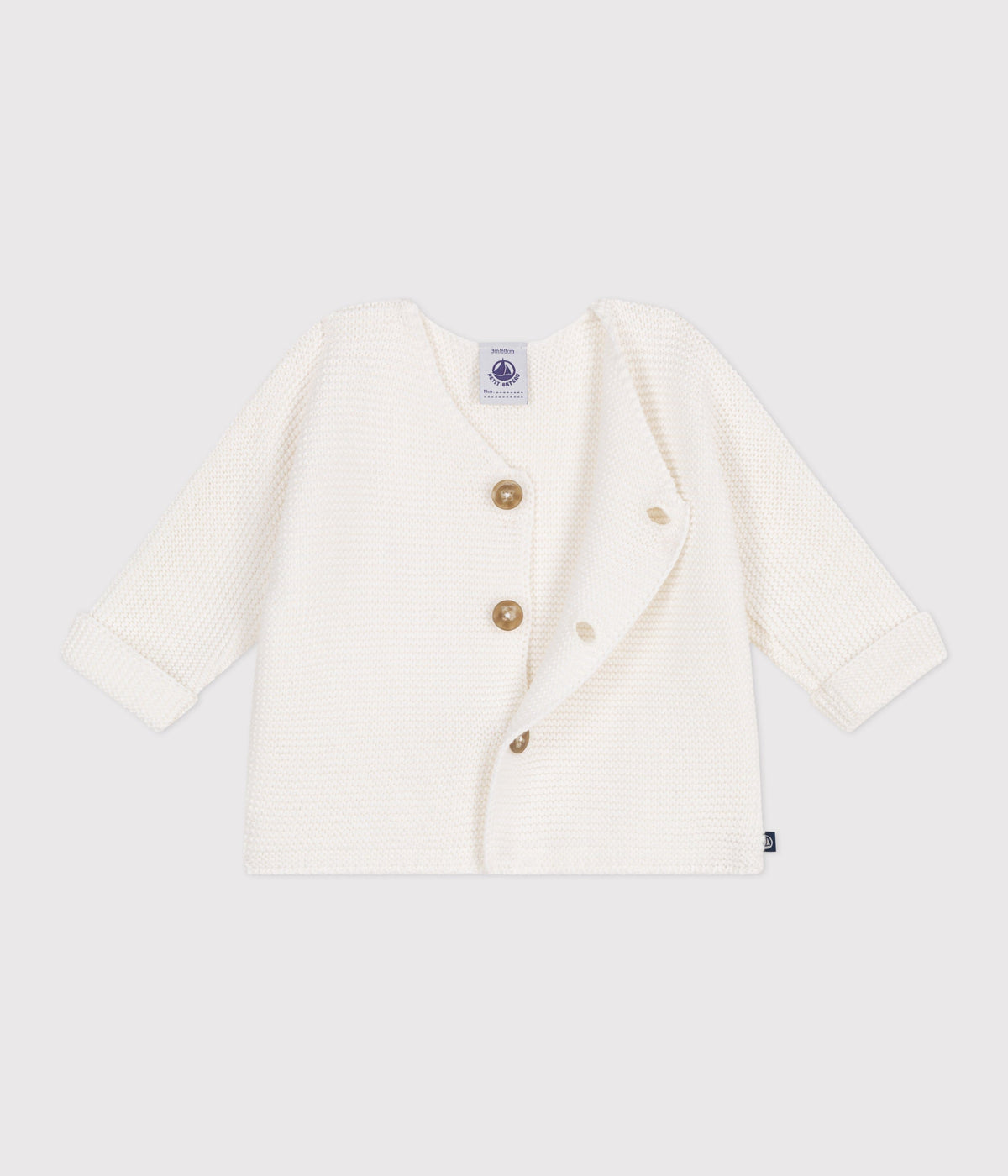 Cardigan bébé tricot point mousse en coton – F2