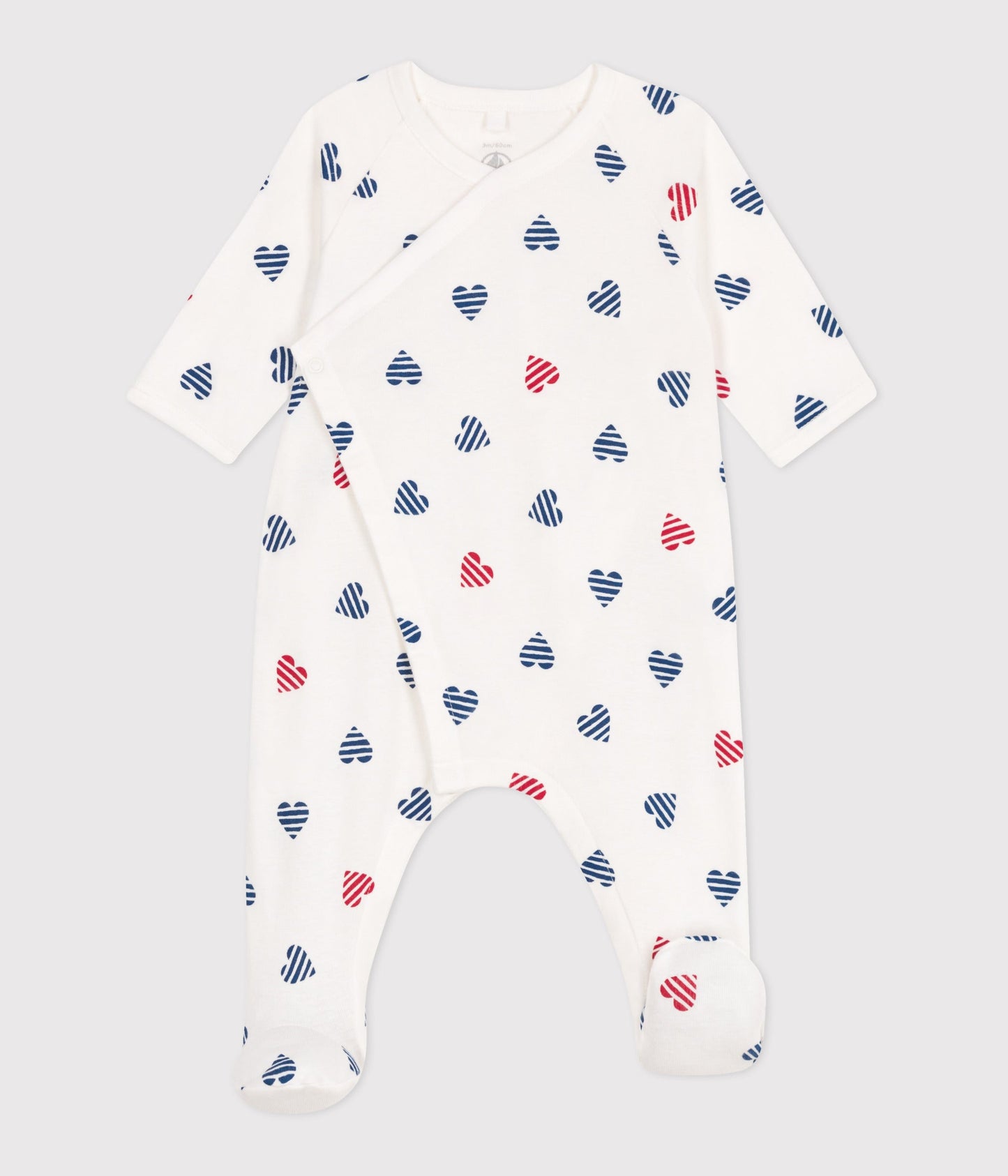 Pyjama bébé en coton cœur rayé