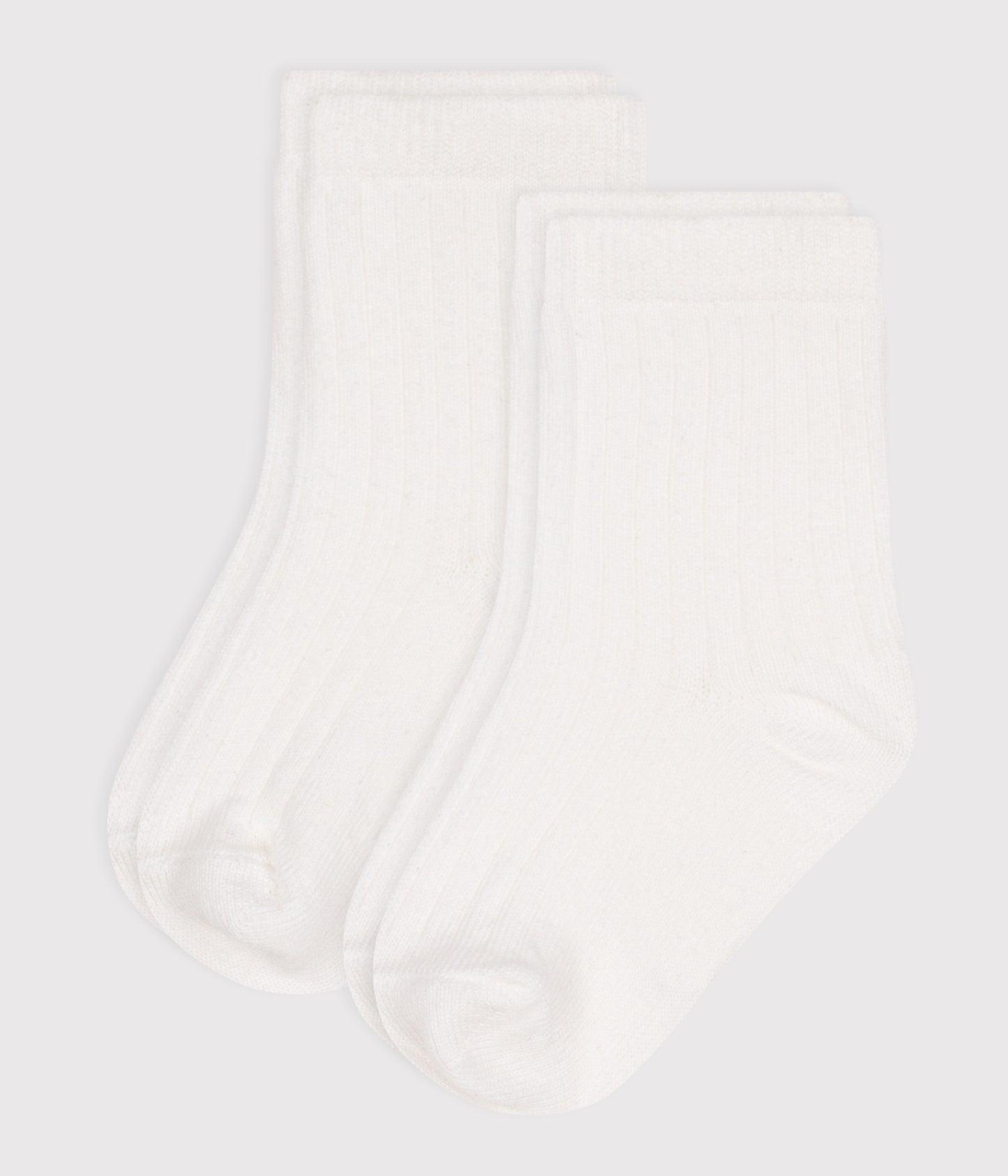 2 Paires de chaussettes bébé en coton unies blanches