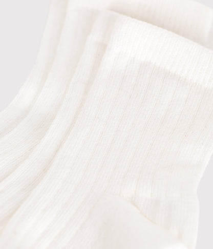 2 Paires de chaussettes bébé en coton unies blanches