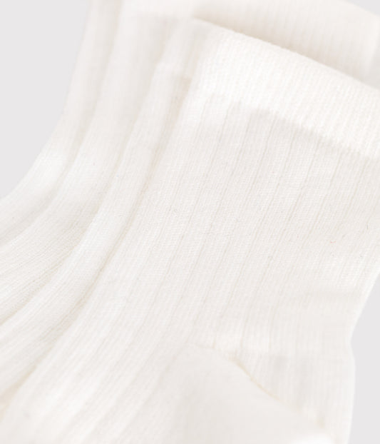2 Paires de chaussettes bébé en coton unies blanches
