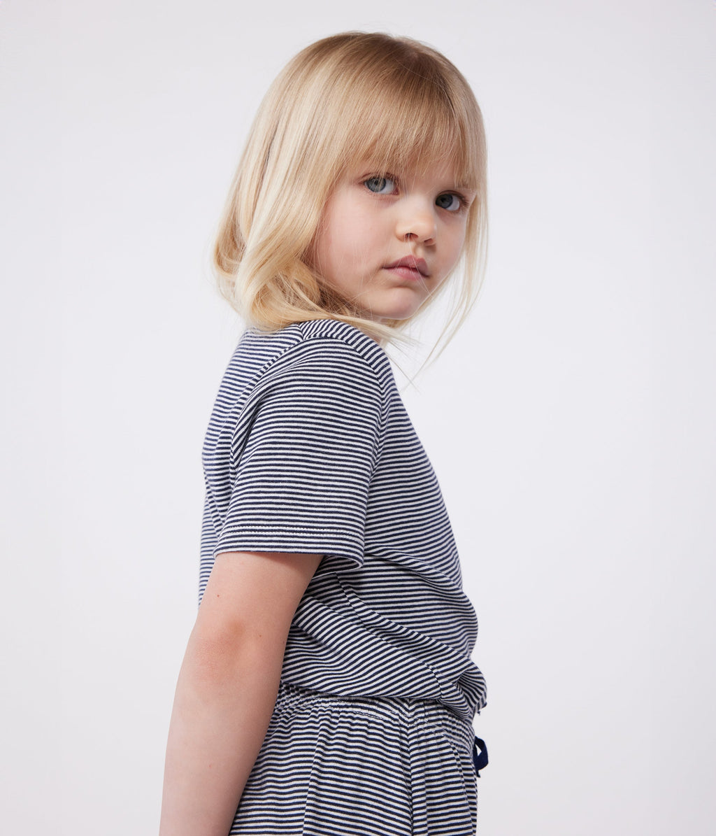 Pyjama enfant en coton manches courtes et jambes amples à rayures – J4