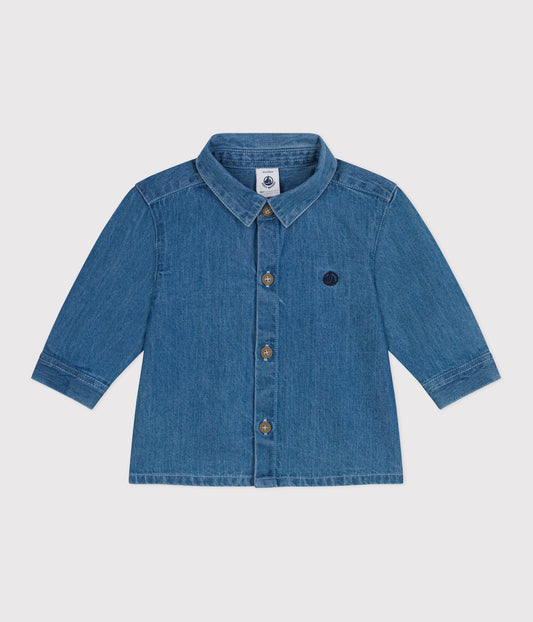 Chemise bébé en jean unie