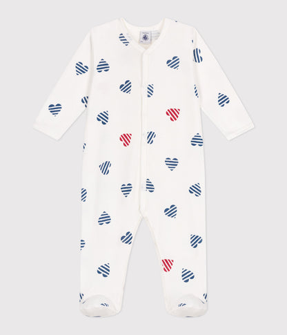 Pyjama bébé en coton cœurs rayé