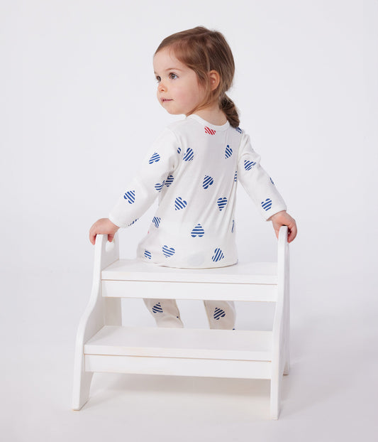 Pyjama bébé en coton cœurs rayé