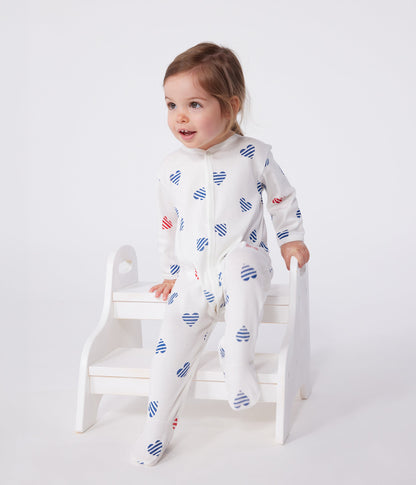 Pyjama bébé en coton cœurs rayé