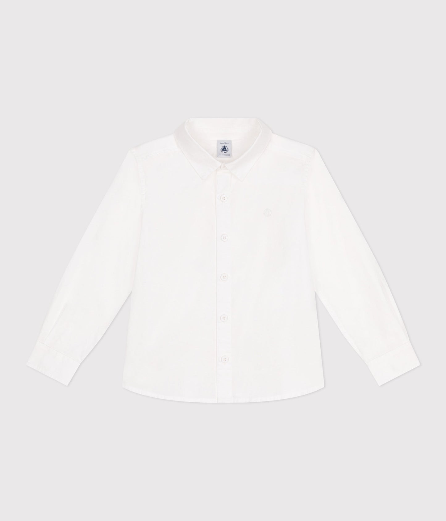 Chemise enfant en coton manches longues unie