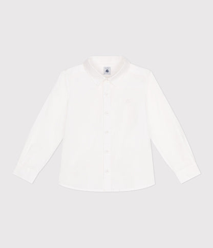 Chemise enfant en coton manches longues unie