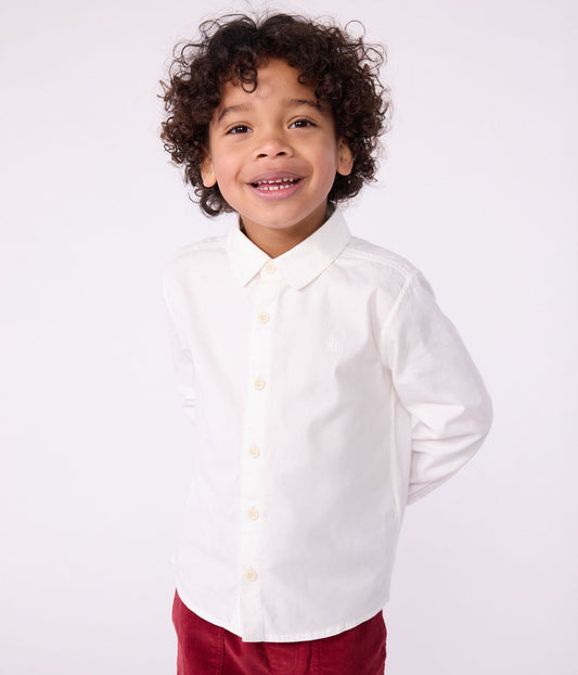 Chemise enfant en coton manches longues unie