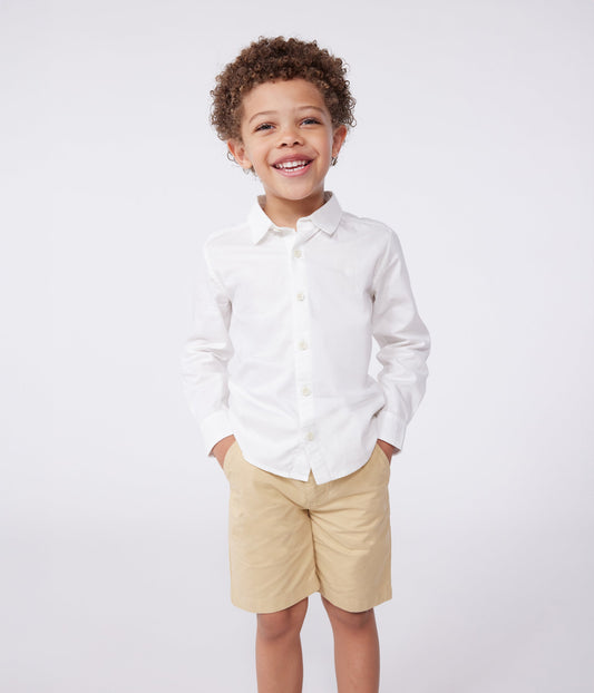 Chemise enfant en coton manches longues unie – J1