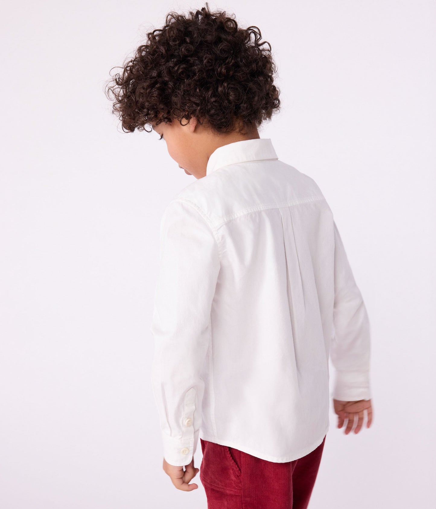 Chemise enfant en coton manches longues unie