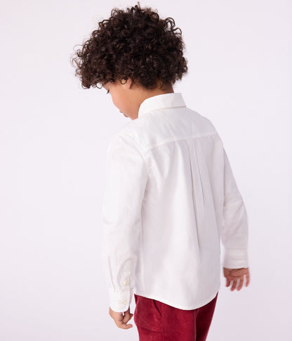 Chemise enfant en coton manches longues unie