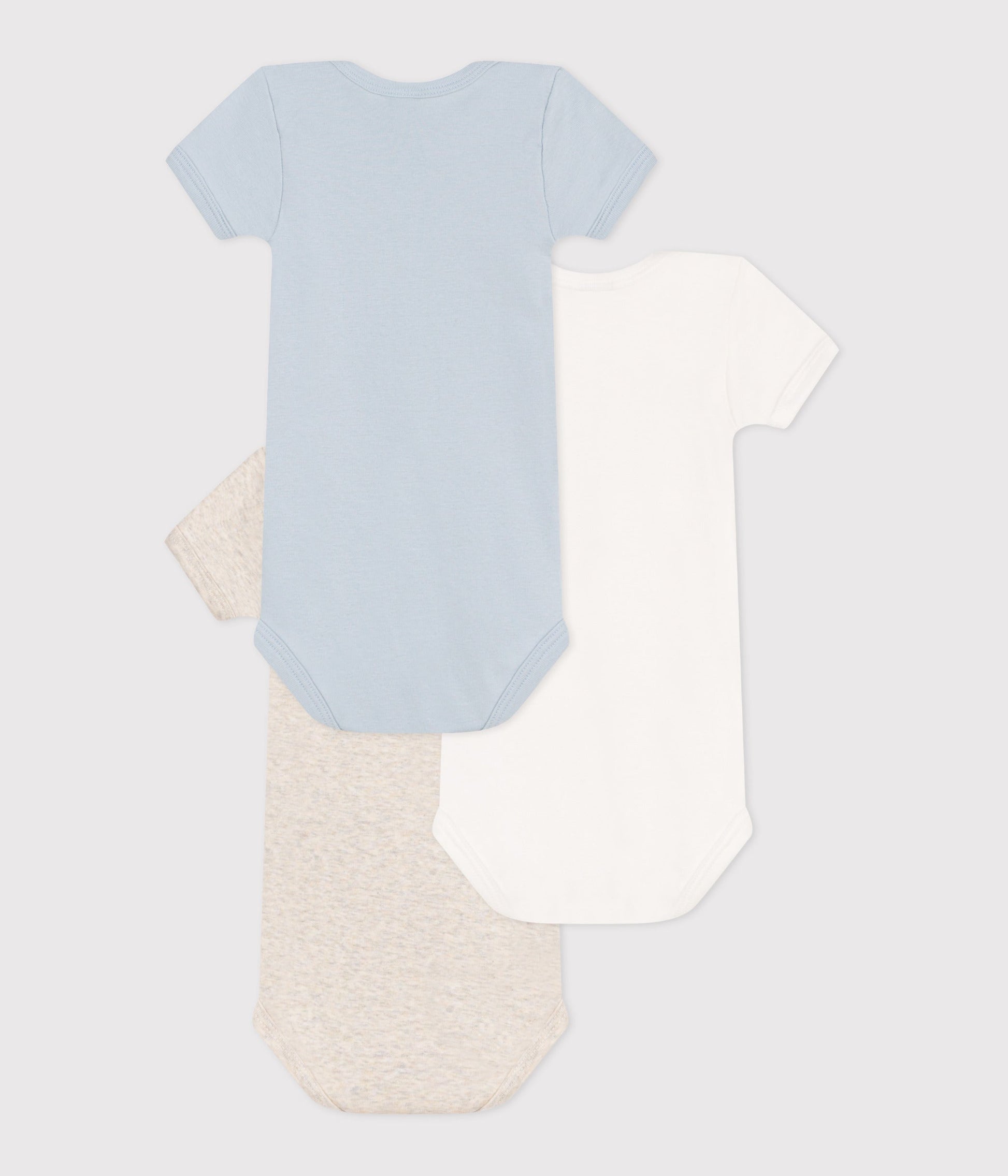 Lot de 3 bodies manches courtes en coton uni bébé – D1