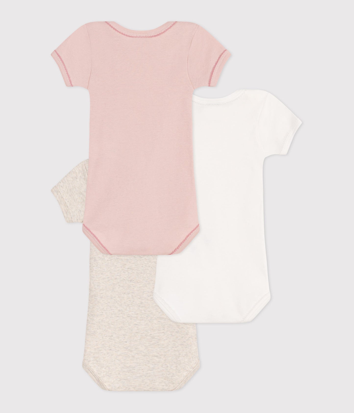 Lot de 3 bodies manches courtes en coton uni bébé – D1