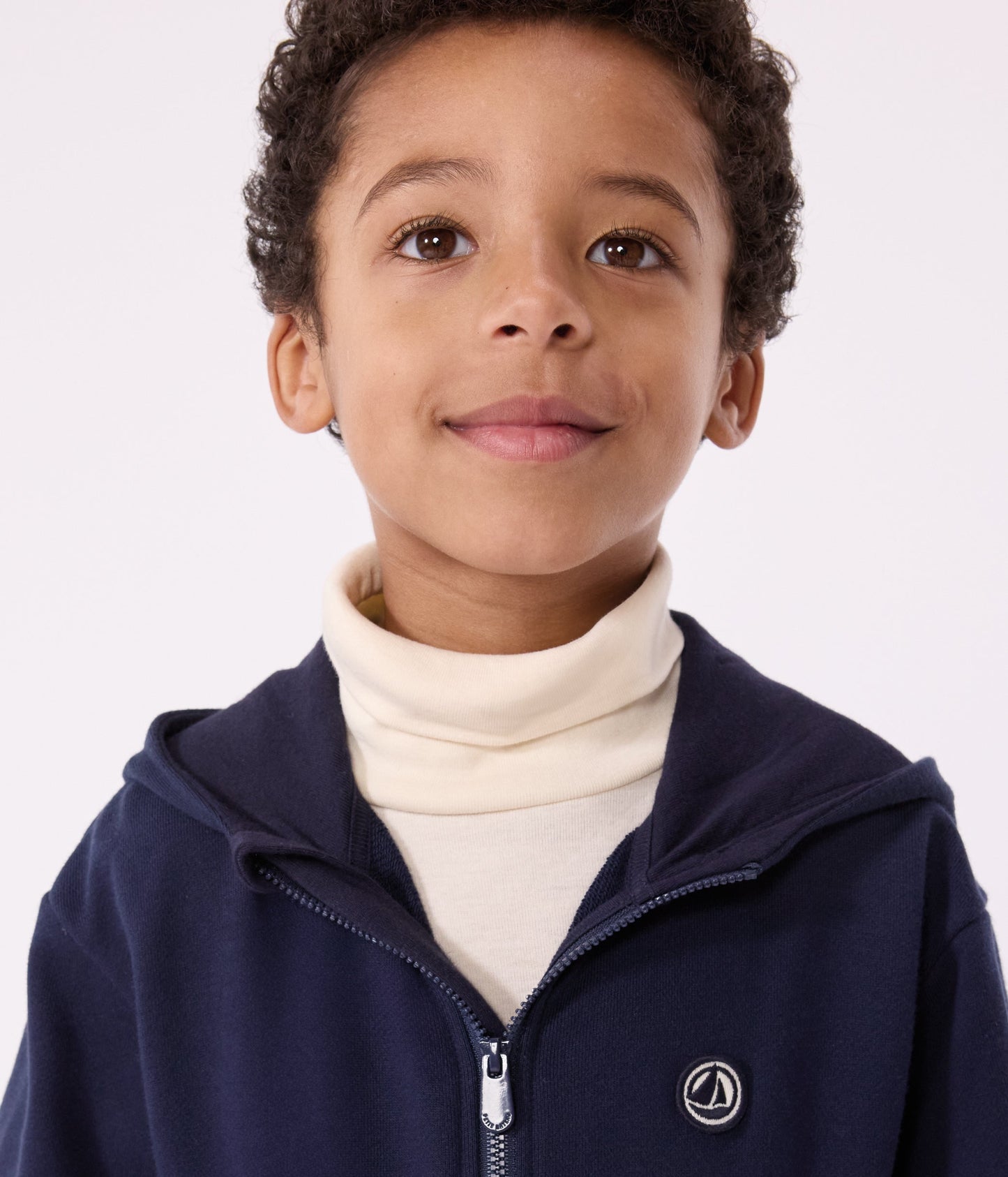 Sweatshirt zippé à capuche enfant en coton uni