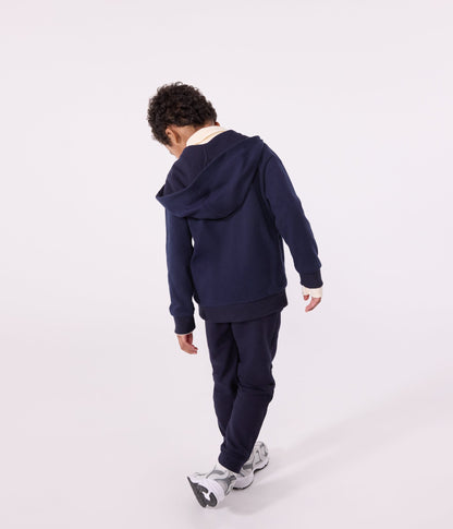 Sweatshirt zippé à capuche enfant en coton uni