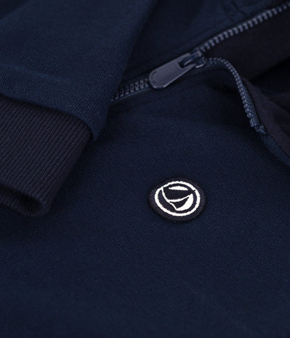 Sweatshirt zippé à capuche enfant en coton uni