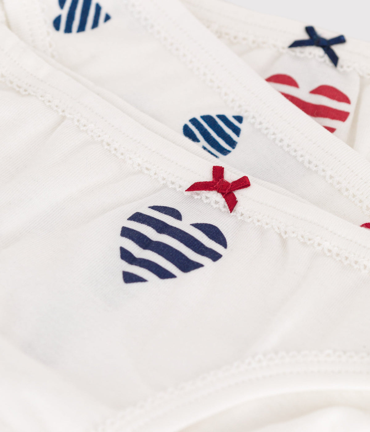 Set of 3 children's cotton briefs with heart print