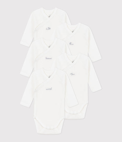 Lot de 5 bodies croisés manches longues en coton bébé