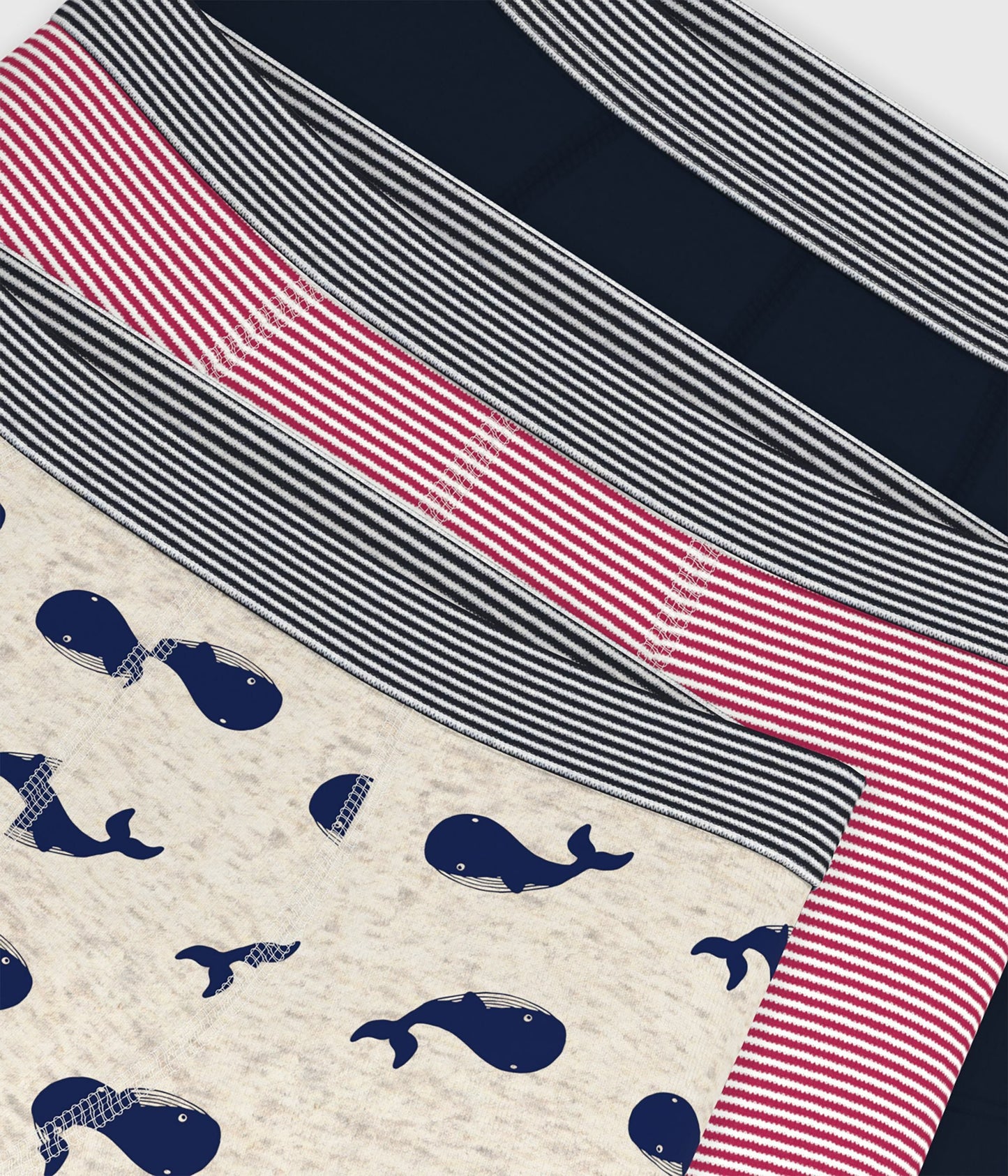 Lot de 3 boxers enfant en coton imprimé baleines