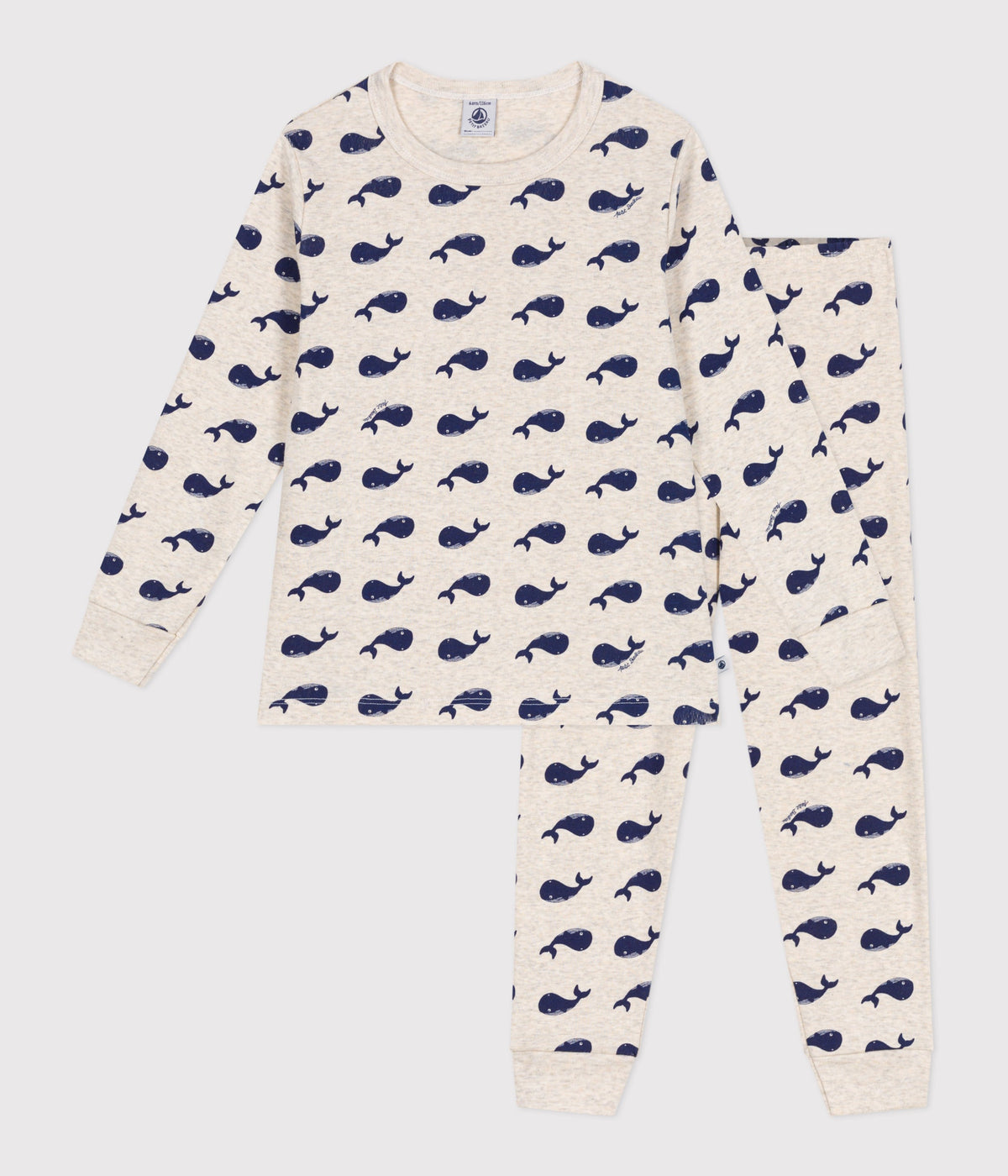 Pyjama enfant en coton imprimé baleines — vue de face | Petit Bateau Seraf Genève