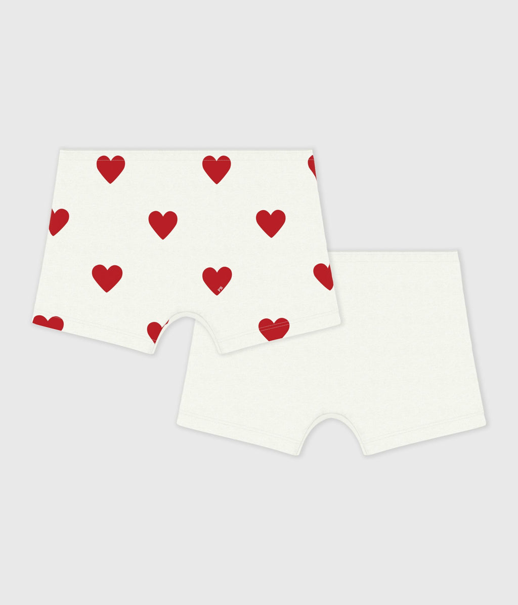 Lot de 2 shorties enfant en coton imprimé cœurs
