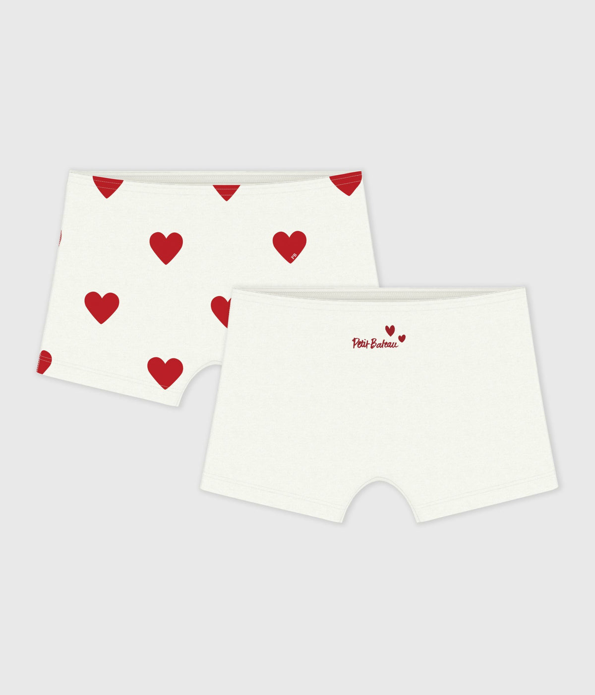 Lot de 2 shorties enfant en coton imprimé cœurs