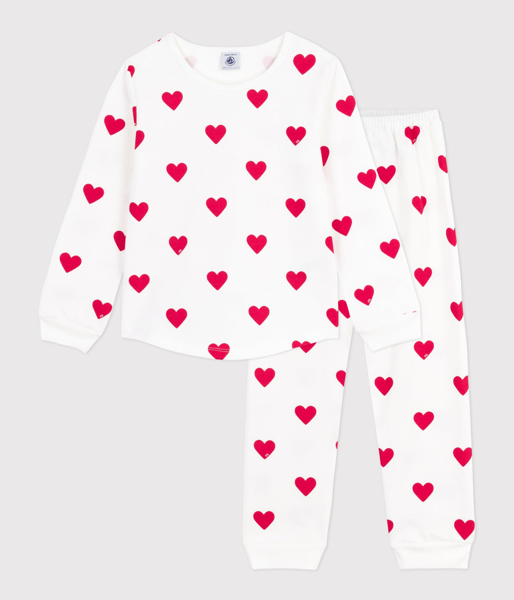 Pyjama enfant en molleton imprimé cœurs – F