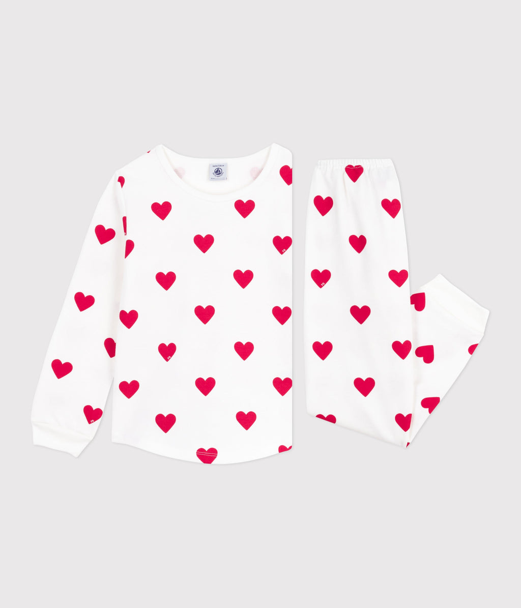 Pyjama enfant en molleton imprimé cœurs – F