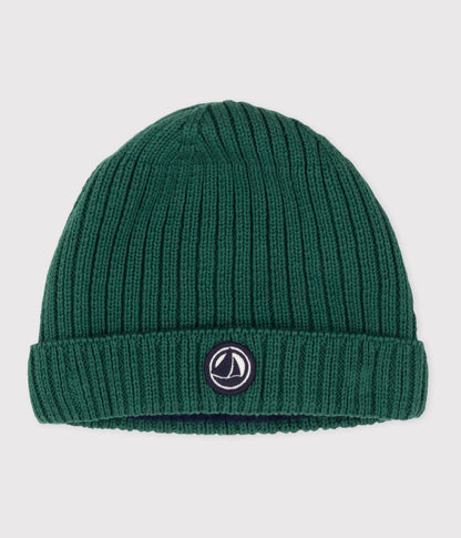 Bonnet bébé en tricot doublé en polaire
