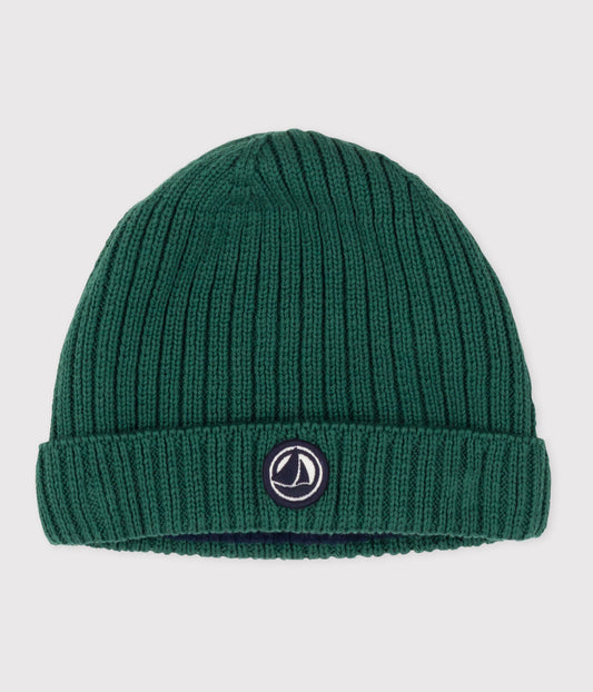 Bonnet bébé en tricot doublé en polaire