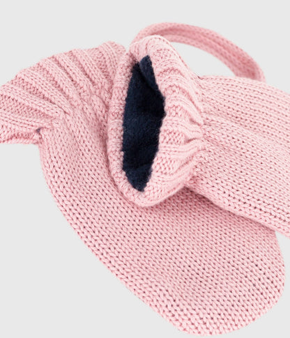 Moufles bébé en tricot doublé en polaire