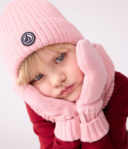 Bonnet enfant en tricot doublé en polaire